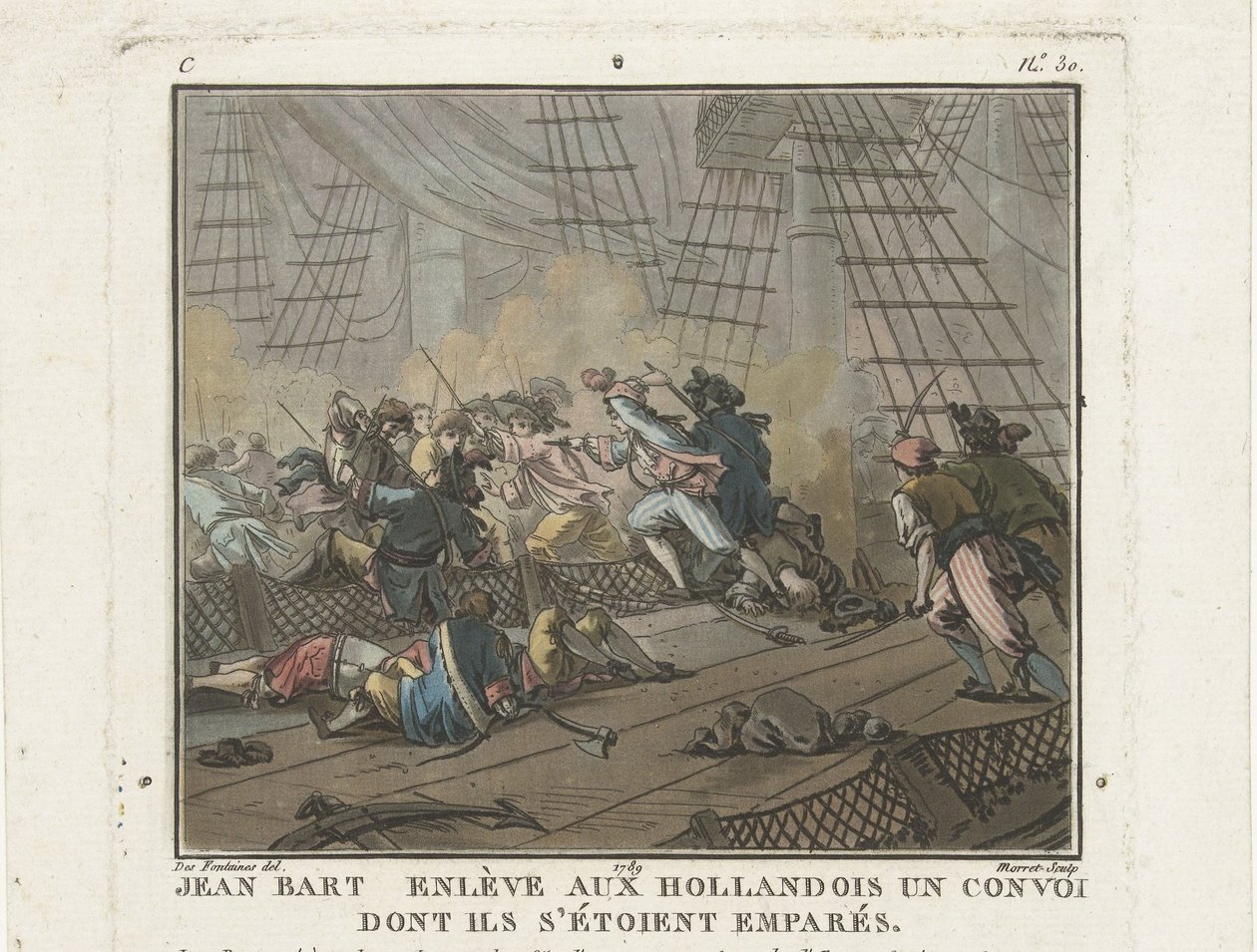 Jean Bart i slaget ved Texel 29. juni 1694, 1789. av Unbekannt