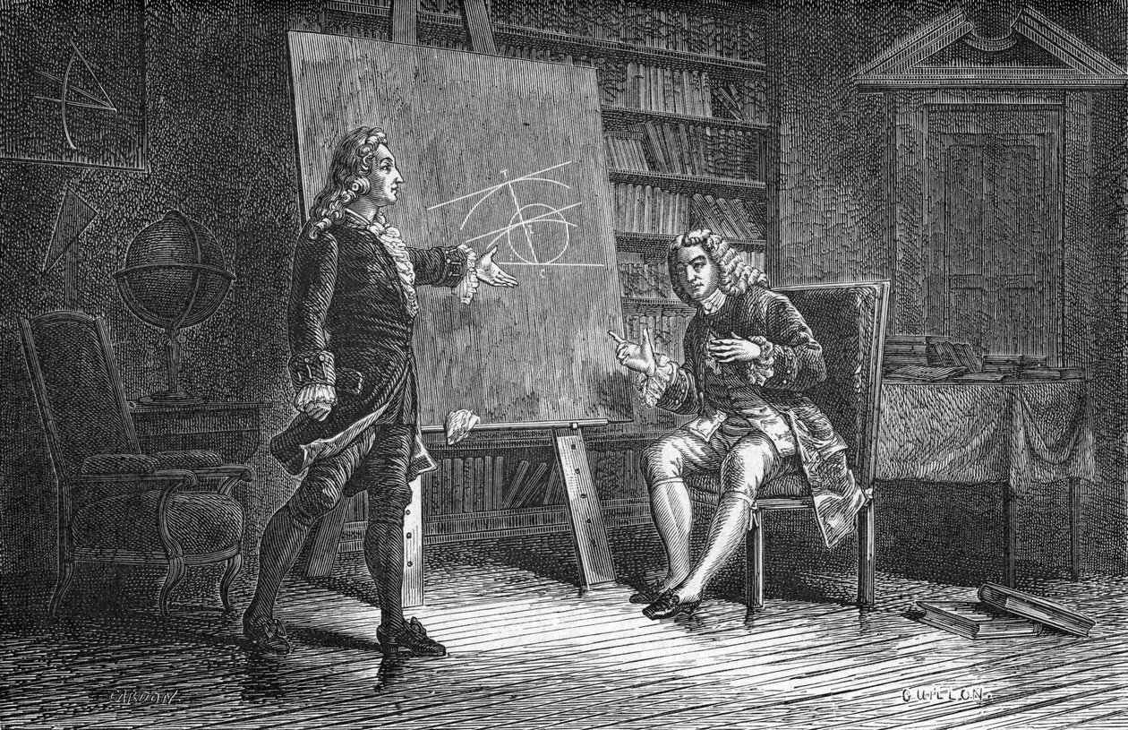 Jean og Jacques Bernoulli arbeider med geometriske problemer, 1700-tallet, 1874 av Unbekannt