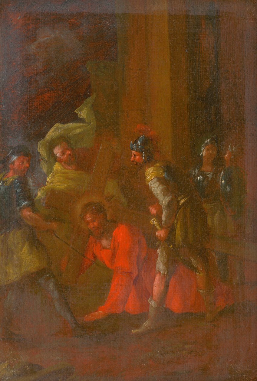 Jesus faller under korset for første gang. Studie på korsveien III. av Unbekannt