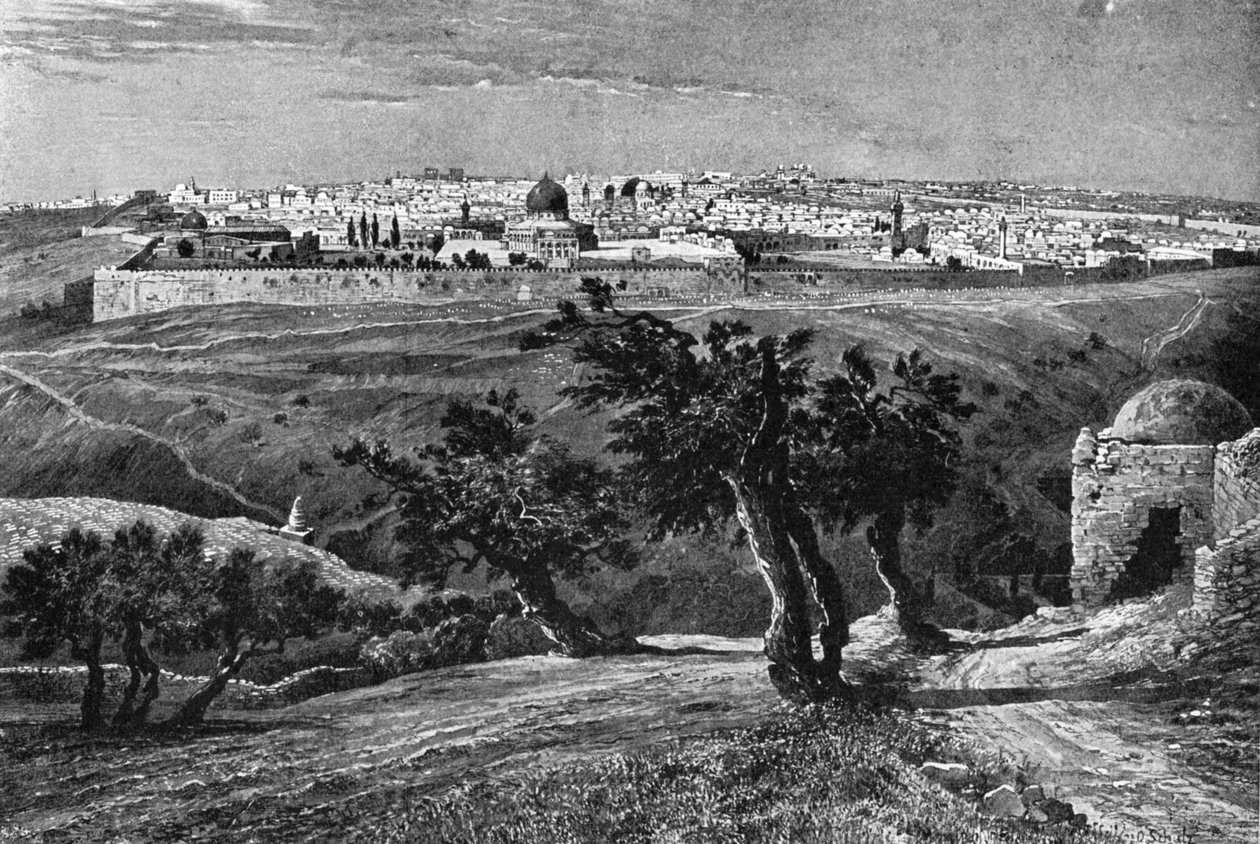 Jerusalem, fra Oljeberget, 1902 av Unbekannt