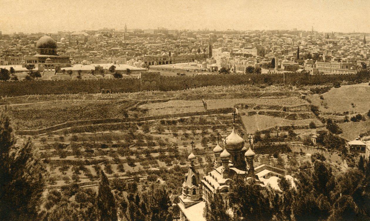 Jerusalem fra Oljeberget, c1918-c1939. av Unbekannt