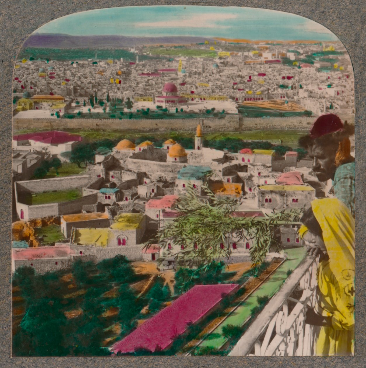 Jerusalem fra den russiske kirken på Oljeberget, ca 1900 av Unbekannt