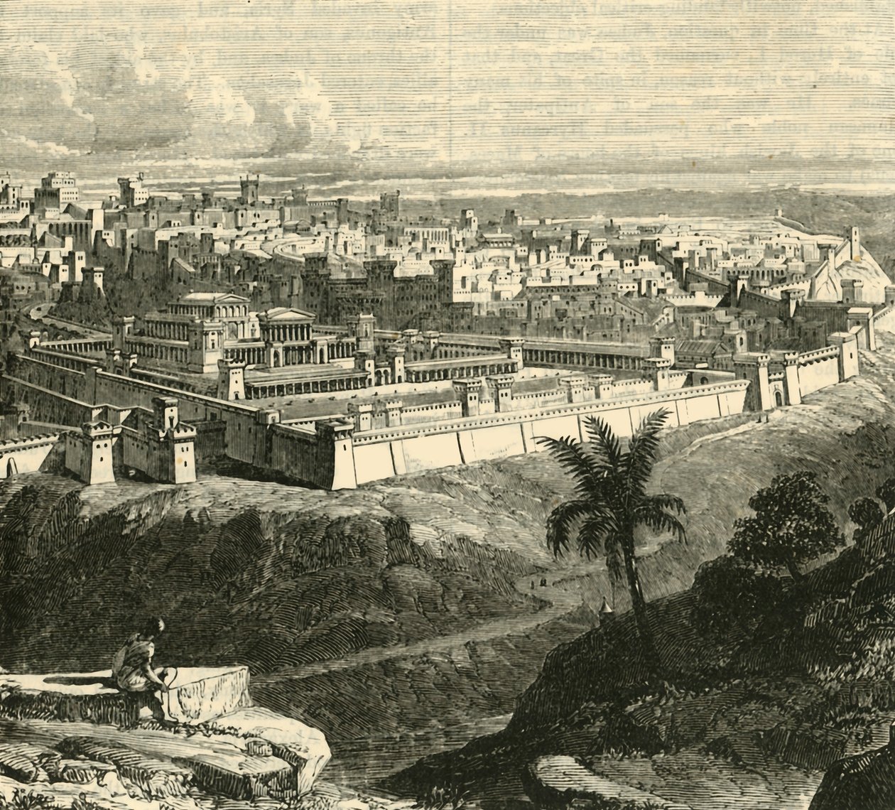 Jerusalem i Jesu Kristi tid, viser tempelet som restaurert av Herodes den store, 1890. av Unbekannt