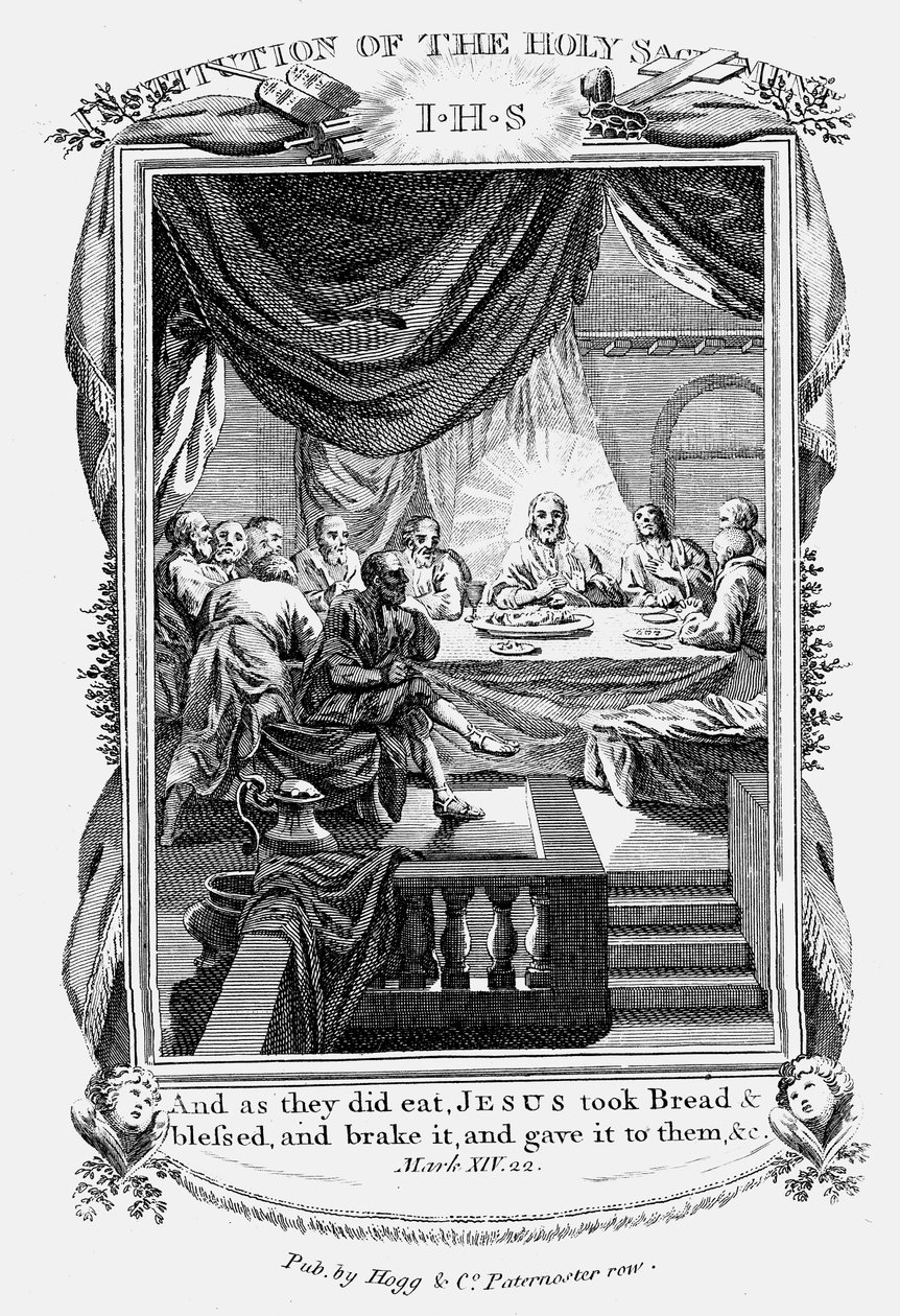 Jesus og hans disipler ved det siste måltid, ca 1804 av Unbekannt