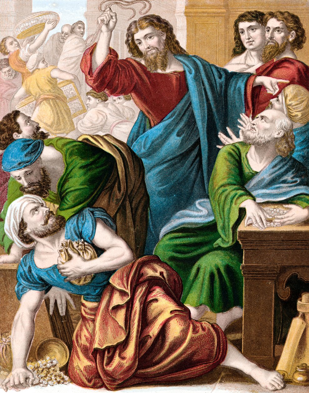 Jesus og pengevekslerne, c1860 av Unbekannt