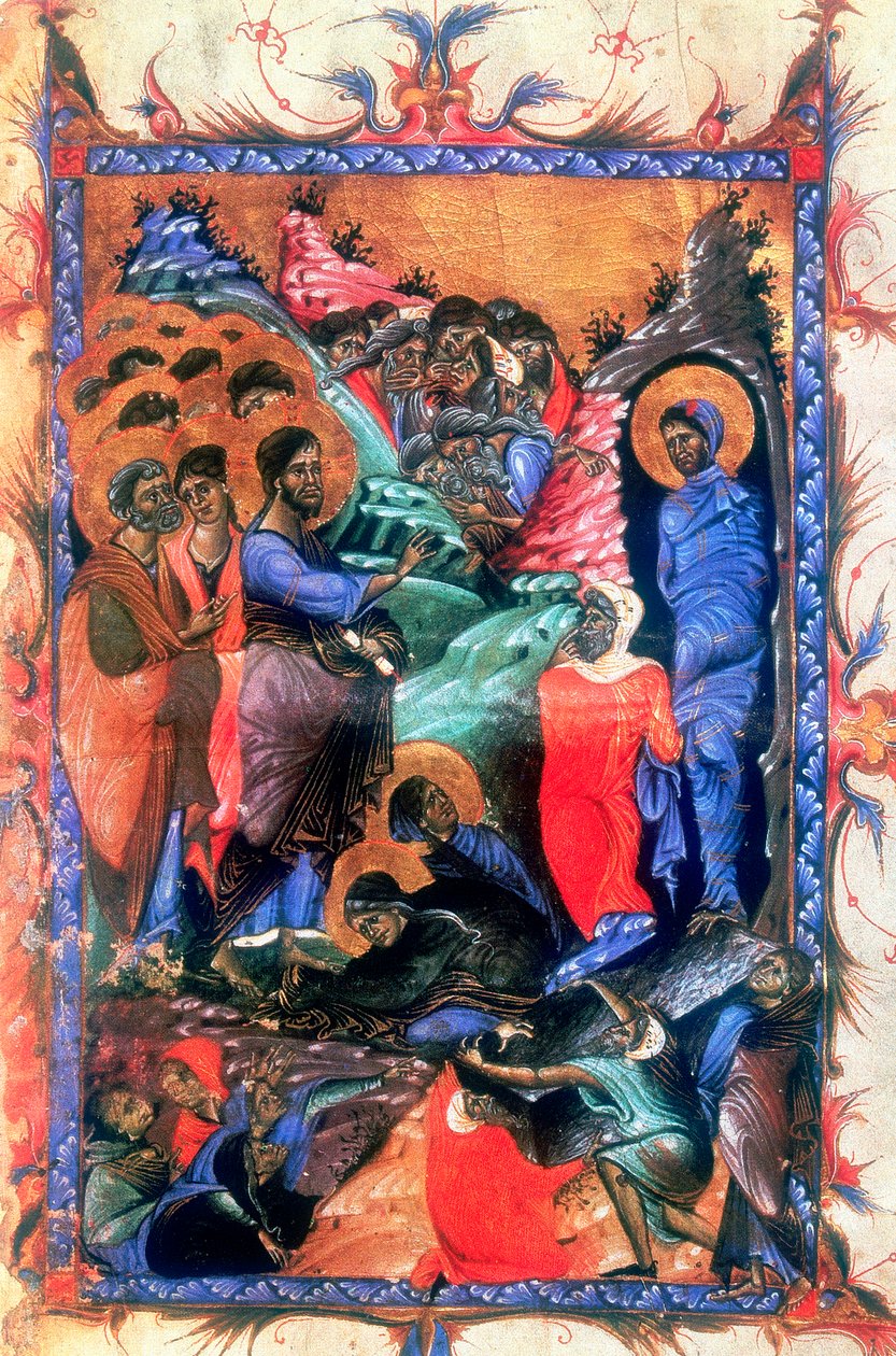 Jesus vekket Lasarus etter fire dager, c1280 av Unbekannt