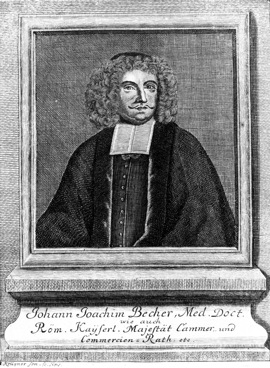 Johann Joachim Becher , tysk lege og kjemiker, ca 1670-tallet av Unbekannt