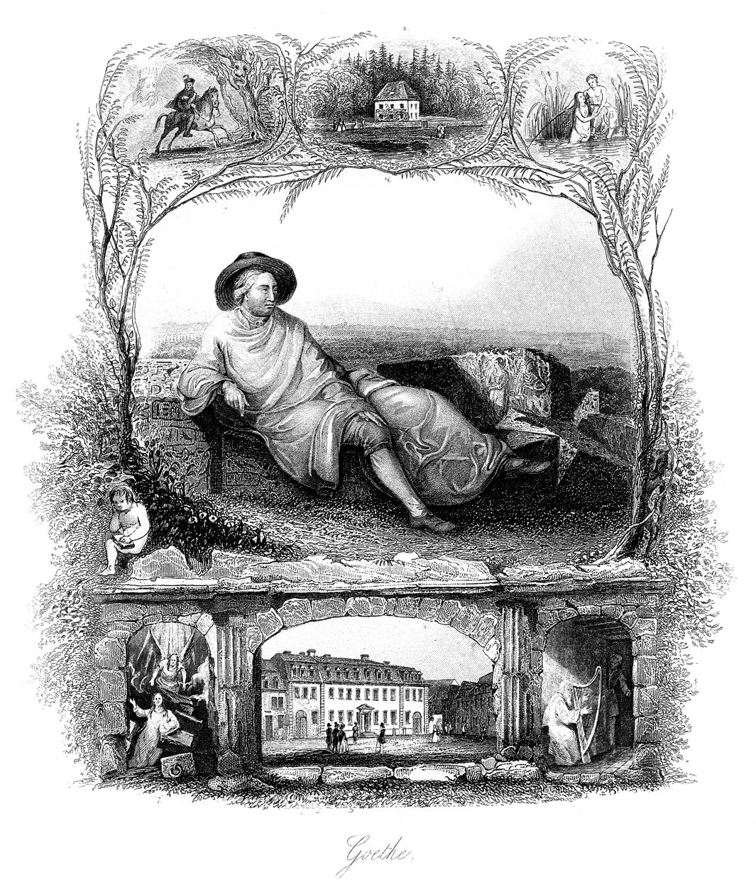 Johann Wolfgang von Goethe , tysk poet, dramatiker og vitenskapsmann, 1800-tallet av Unbekannt