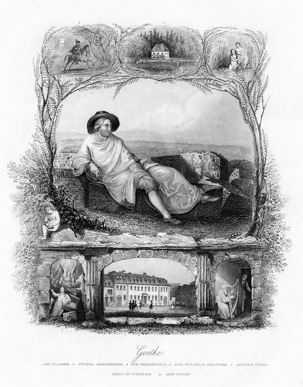Johann Wolfgang von Goethe , tysk poet, dramatiker og vitenskapsmann, 1800-tallet av Unbekannt