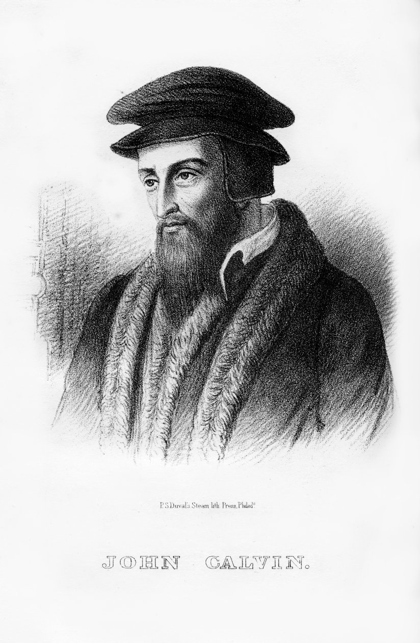 John Calvin , fransk kristen teolog, 1854 av Unbekannt