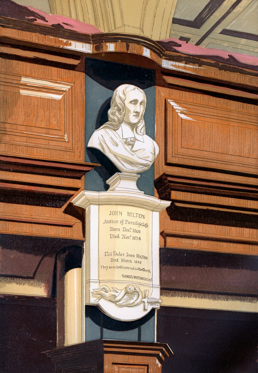 John Miltons monument, St Giles Church, Cripplegate, London, c1850 av Unbekannt