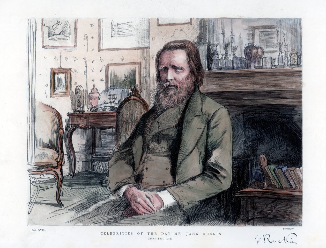 John Ruskin 1819-1900, engelsk kritiker, forfatter, poet og kunstner, 1886 av Unbekannt