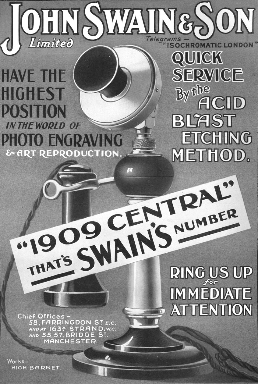 John Swain & Son Limited-annonse, 1907 av Unbekannt