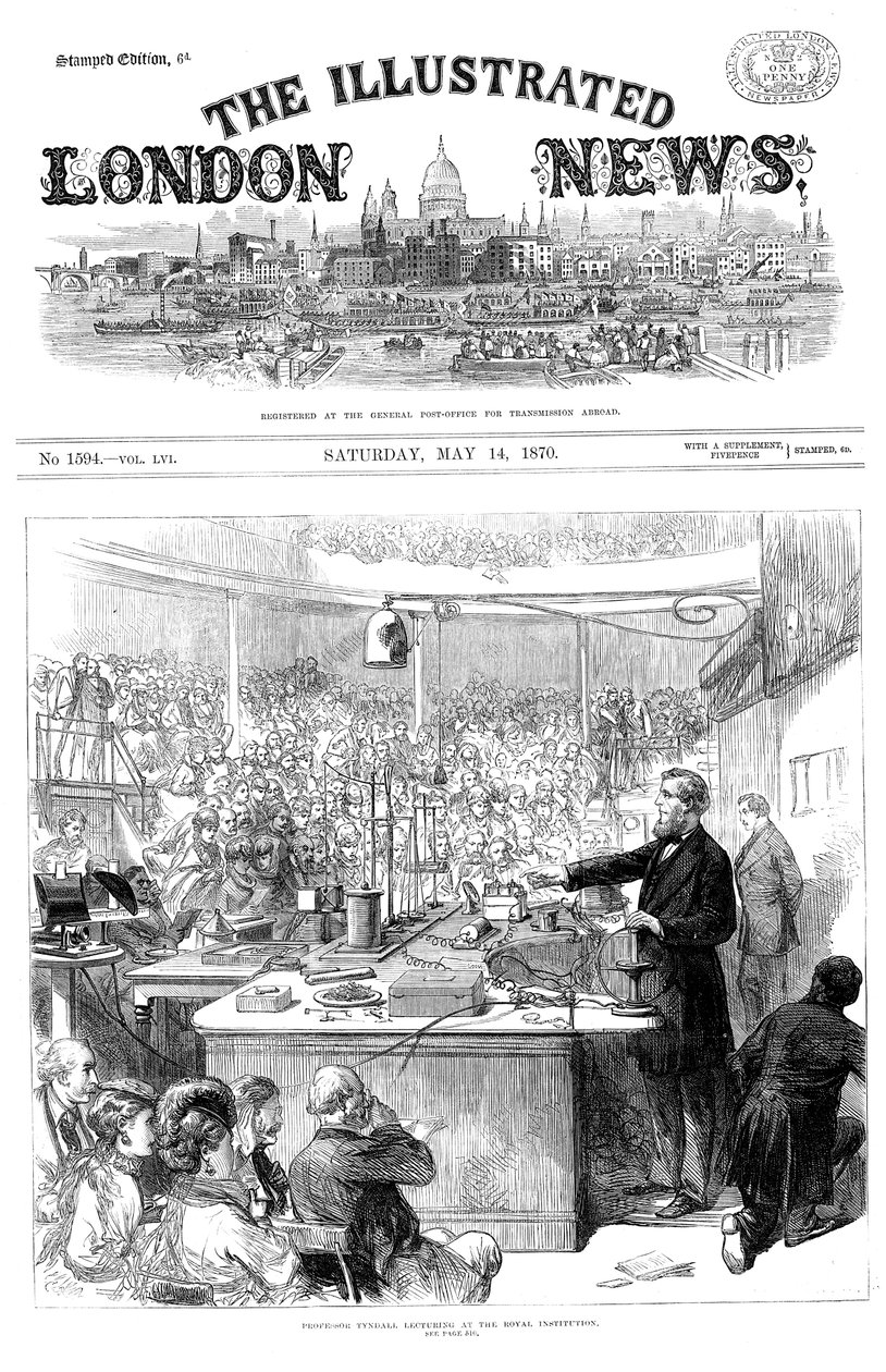 John Tyndall foreleser om elektromagnetisme ved Royal Institution, London. mai 1870 av Unbekannt