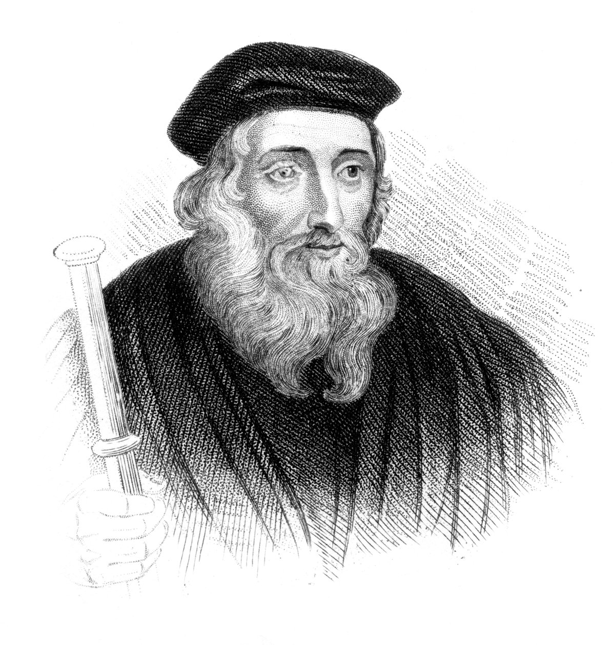 John Wycliffe , engelsk teolog og religiøs reformator fra 1300-tallet, ca 1850 av Unbekannt