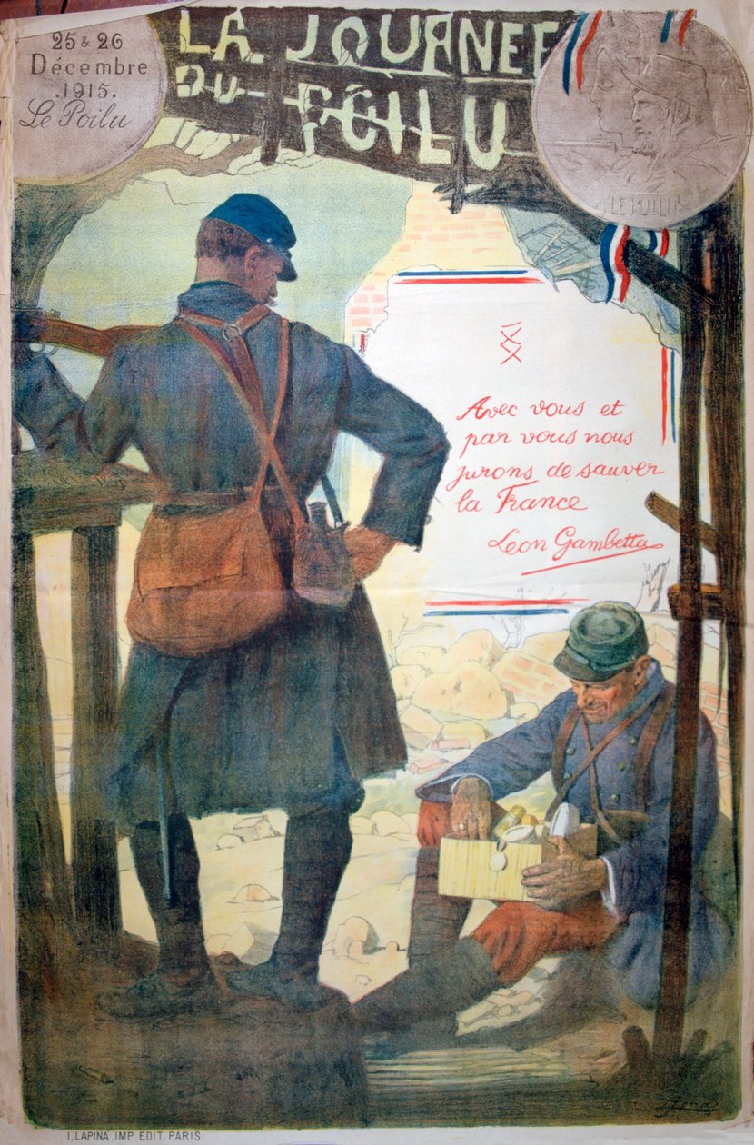 Hårete dagen 25. og 26. desember 1915, fransk plakat fra første verdenskrig, 1915 av Unbekannt