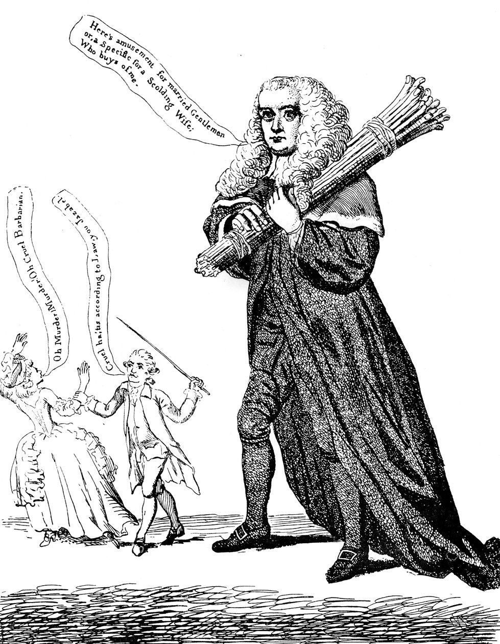 Dommer tommelen eller pinner av en lovlig størrelse for familiedisiplin, 1782 av Unbekannt