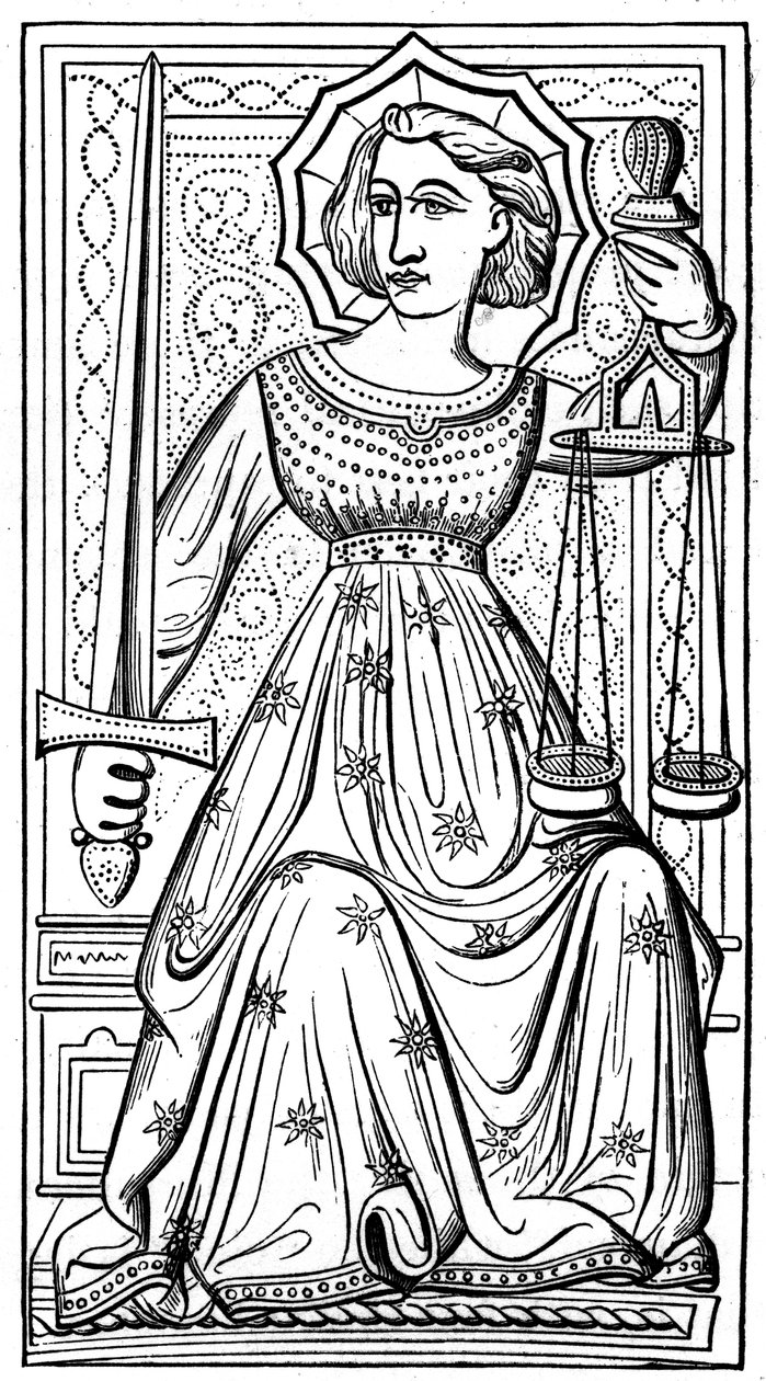 Rettferdighet, tarotkort, 1300-tallet, 1870 av Unbekannt