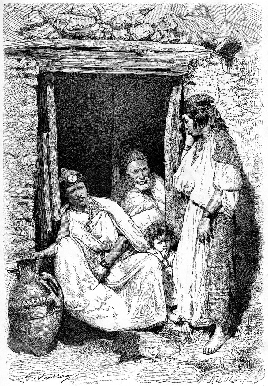 Kabyle familiegruppe, Algerie, c1890 av Unbekannt