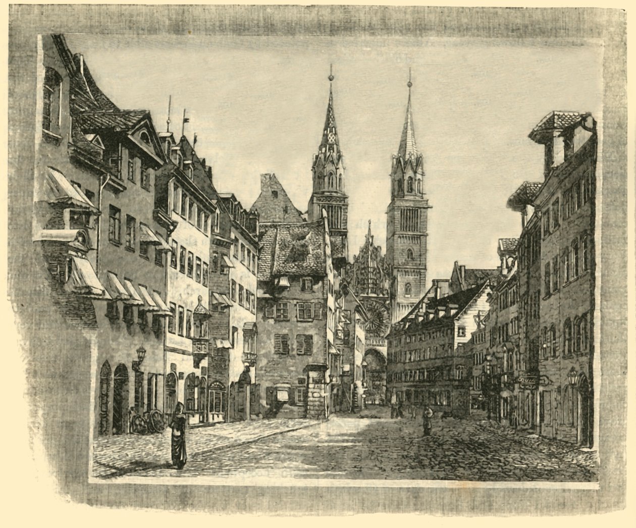 Karolinen-Strasse og St. Lawrence-kirken, Nürnberg, 1890. av Unbekannt