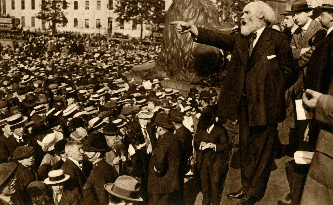Keir Hardie holder en tale på Trafalgar Square, London, 2. august 1914, 1933. av Unbekannt