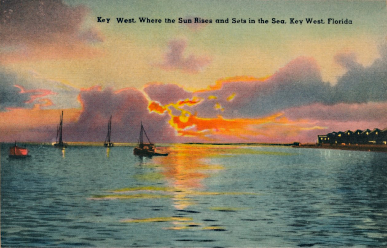 Key West. Hvor solen står opp og går ned i havet, Key West, Florida, ca 1940-tallet av Unbekannt