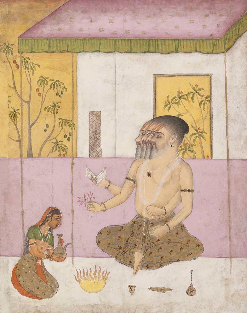Khambhavati Ragini: Folio fra en Ragamala Series Garland of Musical Modes, ca. 1675. av Unbekannt