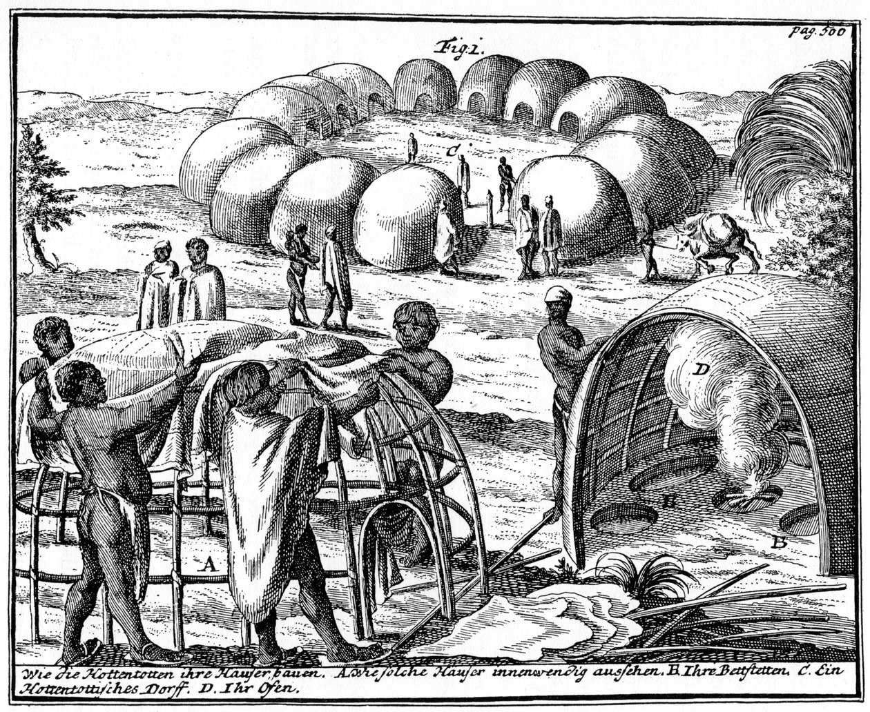 Khoikhoi hytter og kraal, Sør-Afrika, 1931 av Unbekannt