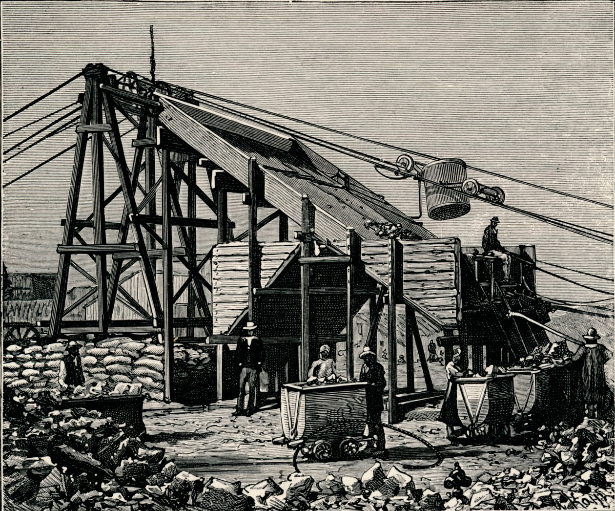Kimberley Diamond Mine: apparat for å heve den diamantholdige jorden, 1896 av Unbekannt