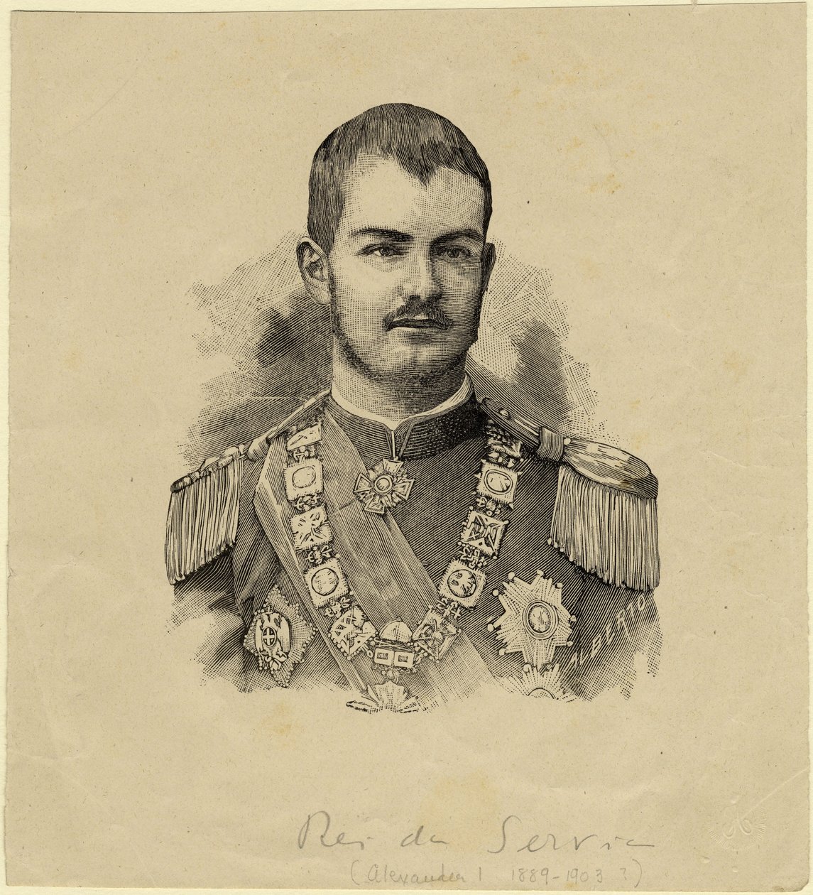 Kong Aleksandar av Serbia 1876-1903, ca. 1889 av Unbekannt