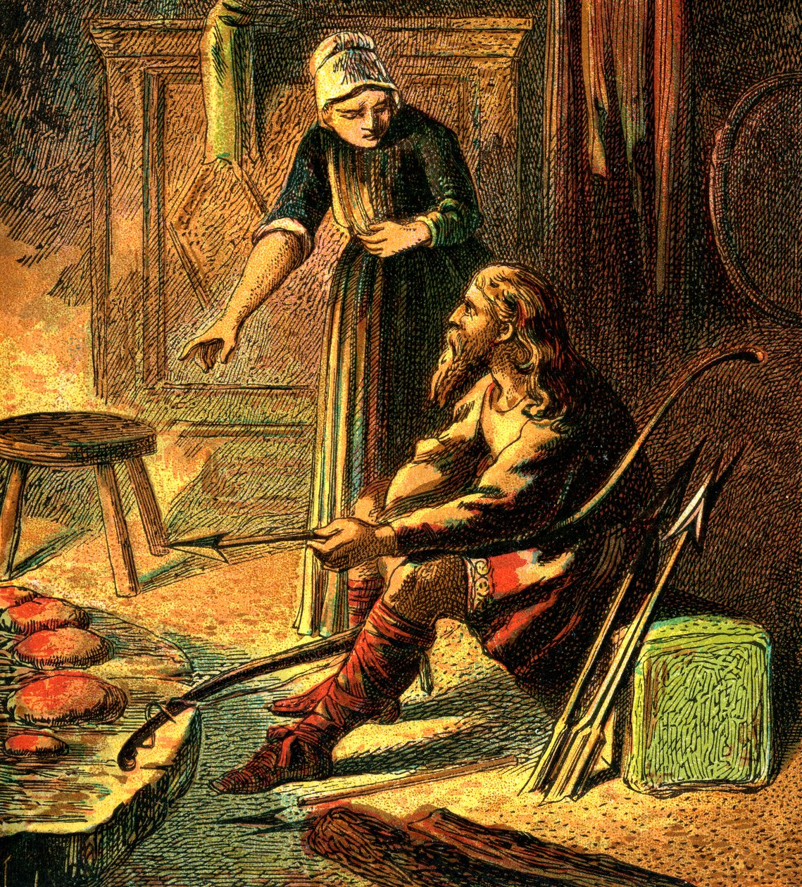 Kong Alfred og kakene, ca 1850 av Unbekannt