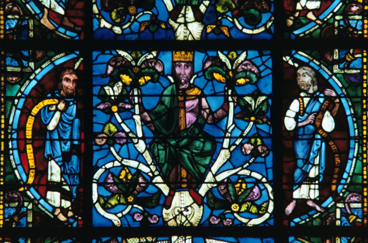 King David, farget glass, Chartres Cathedral, Frankrike, 1145-1155 av Unbekannt