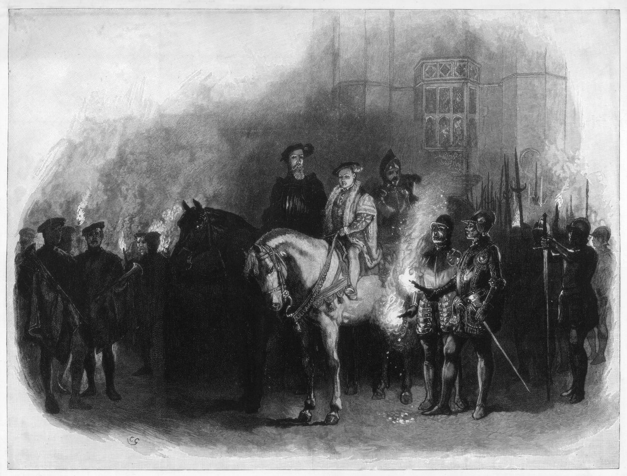 Kong Edward VI og Edward Seymour, hertug av Somerset, Hampton Court, 1800-tallet av Unbekannt