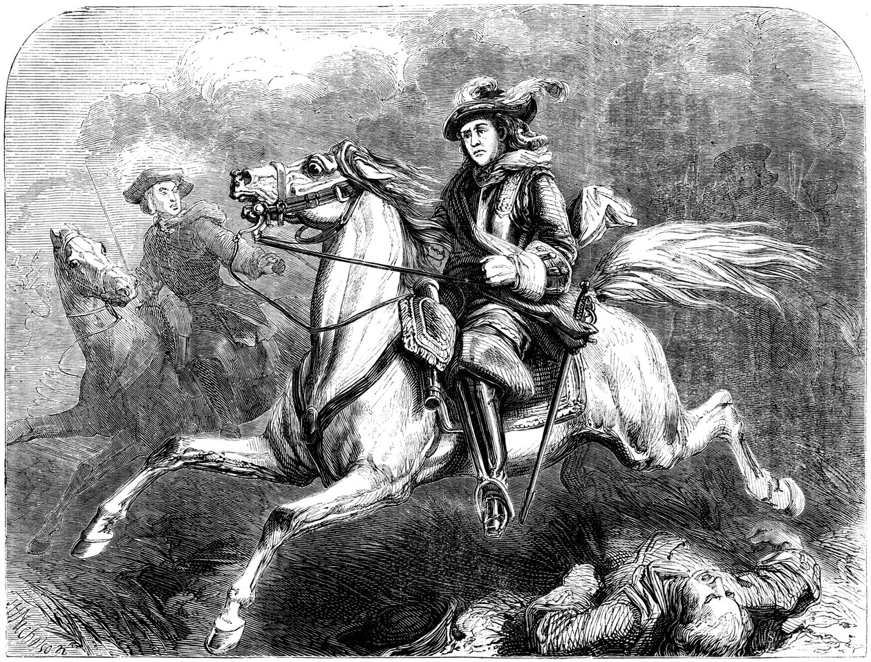 Kong George II i slaget ved Dettingen, 1743 av Unbekannt