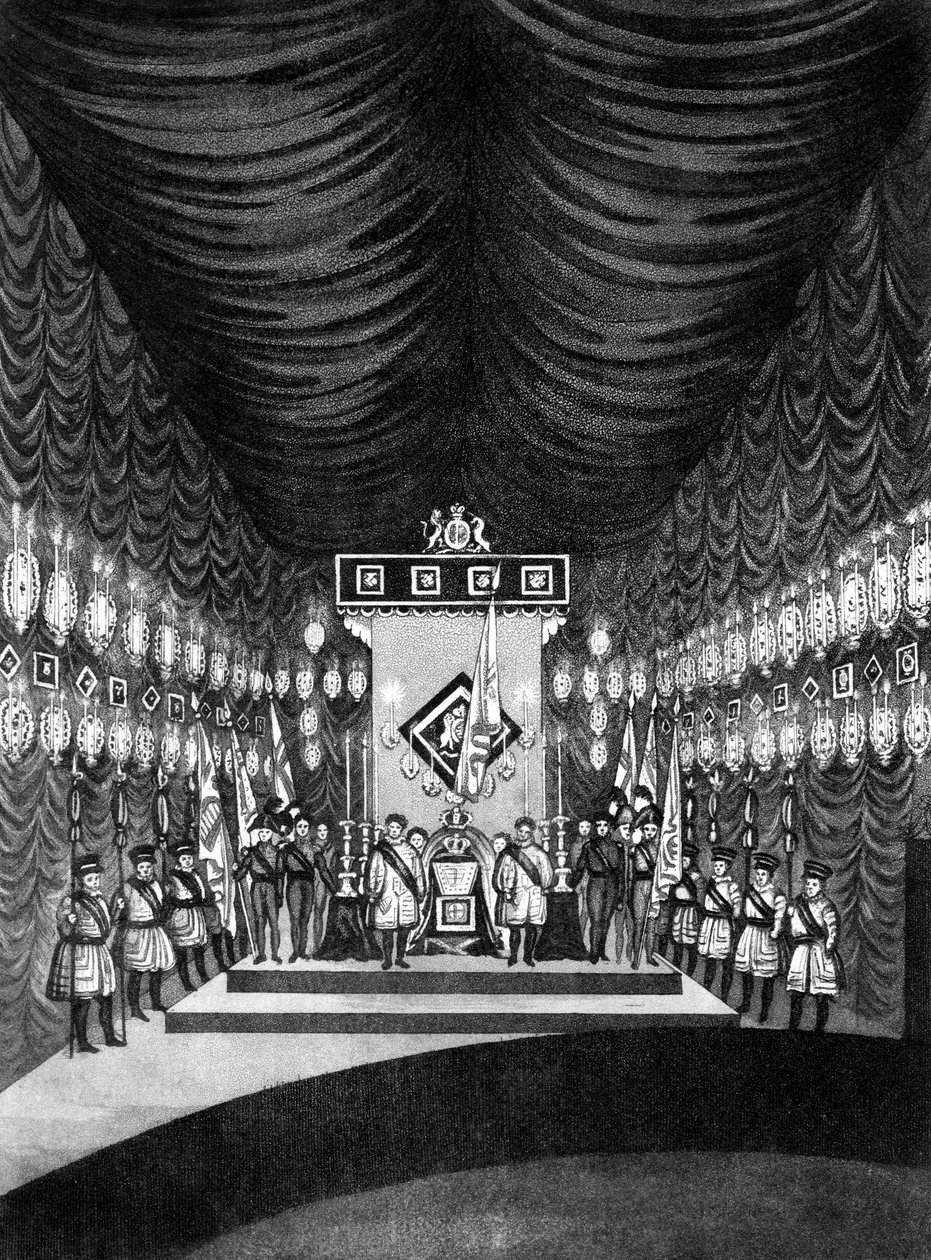 Kong George IV ligger i staten i Windsor Castle, 1830 av Unbekannt