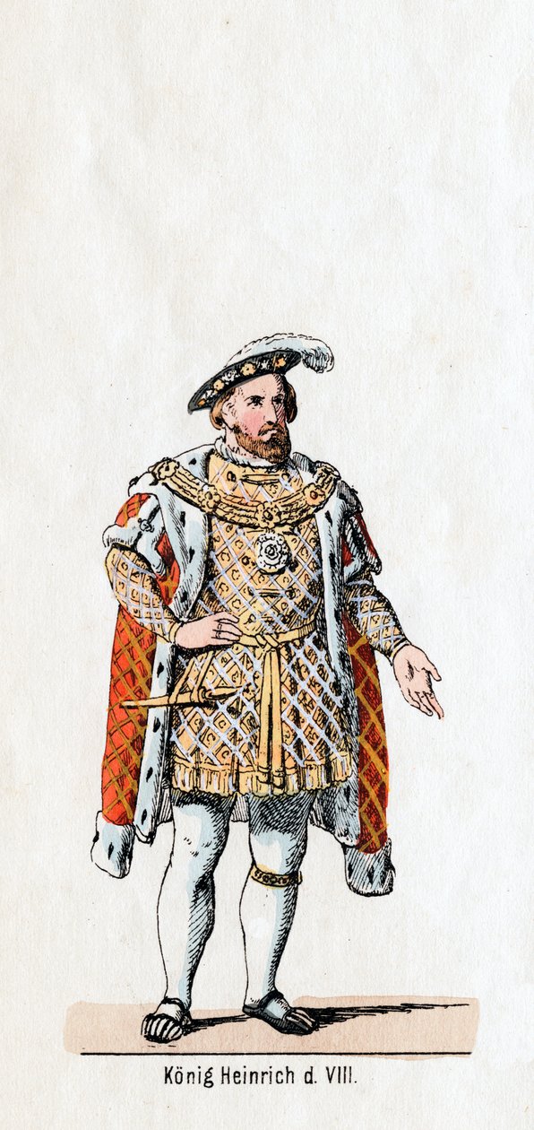 Kong Henry VIII av England, kostymedesign for Shakespeares skuespill, Henry VIII, 1800-tallet av Unbekannt