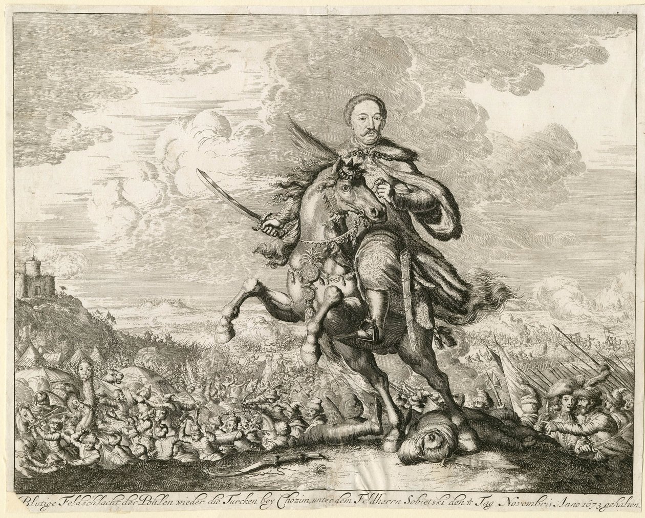 Kong John III Sobieski i slaget ved Khotyn 11. november 1673, 1673 av Unbekannt