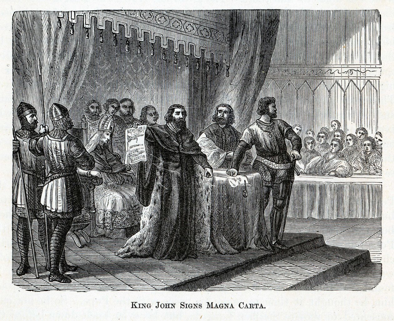 Kong John signerer Magna Carta, 1882 av Unbekannt