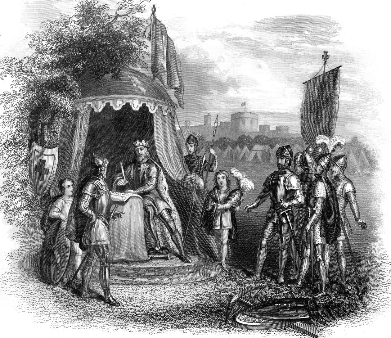 Kong John signerer Magna Carta, Runnymede, Surrey, 1215 av Unbekannt