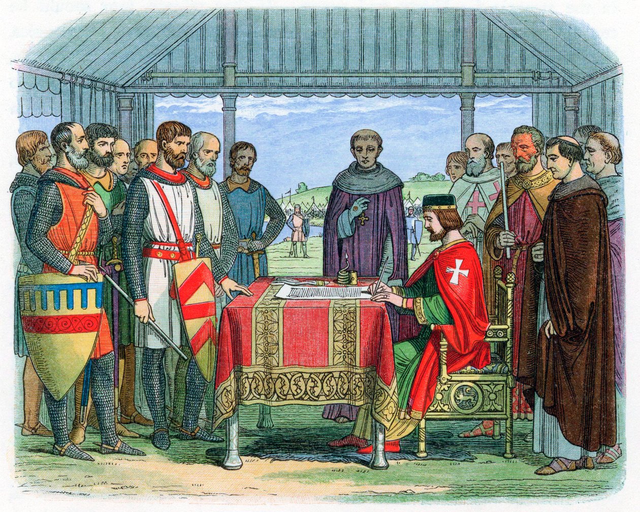 Kong John signerer Magna Carta i Runnymede, Surrey, 15. juni 1215 1864 av Unbekannt