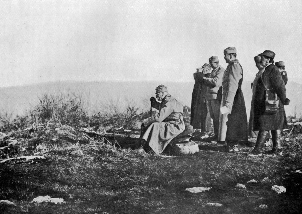 Kong Peter av Serbia ved fronten, første verdenskrig, 1914, 1920 av Unbekannt