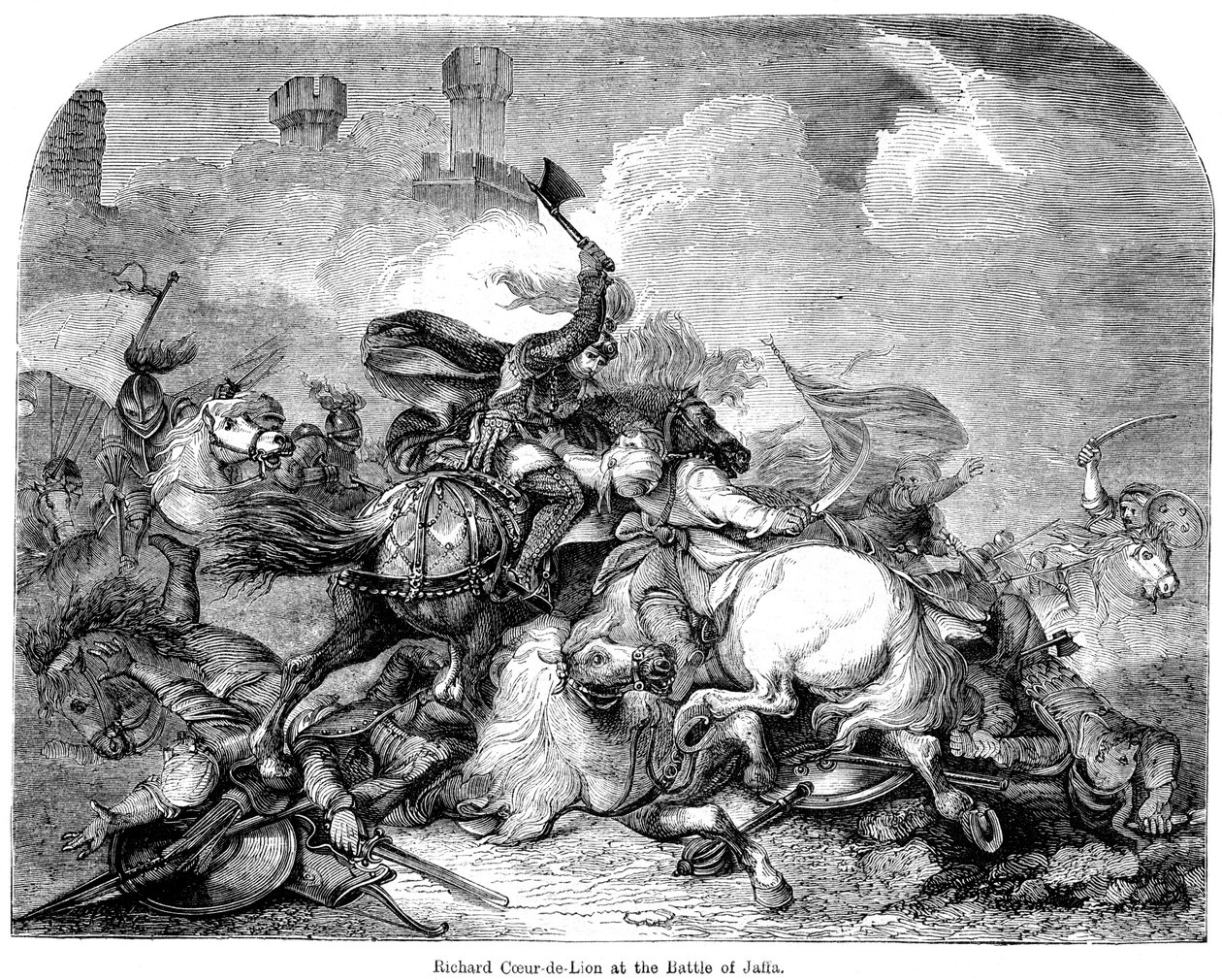Kong Richard I 1157-1199 i slaget ved Jaffa, 1192 av Unbekannt