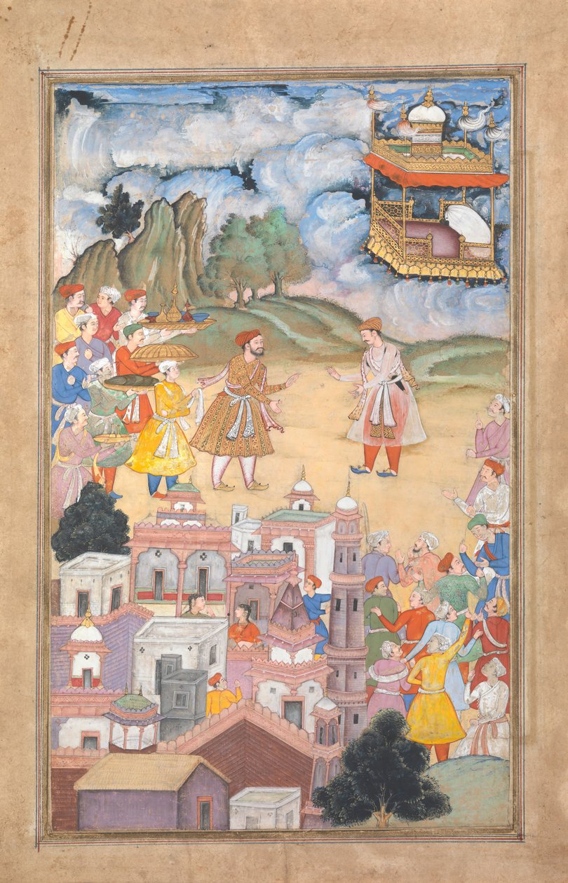 Kong Sal besøker Kala Yavana, folio fra en Harivamsa-legende om Hari Krishna, ca. 1590-95. av Unbekannt