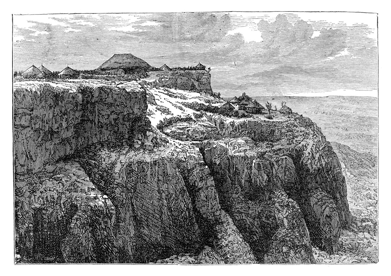 King Theodores House i Magdala, Etiopia, ca 1868 sent på 1800-tallet av Unbekannt