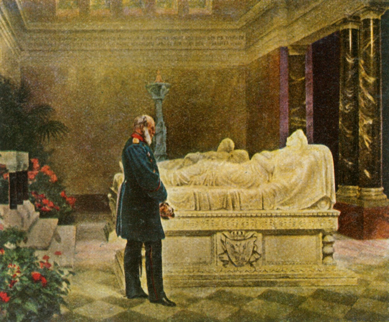 Kong Wilhelm I ved graven til foreldrene hans, 19. juli 1870, 1936. av Unbekannt