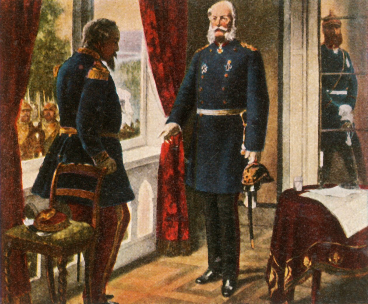 Kong Wilhelm og keiser Napoleon etter slaget ved Sedan, 2. september 1870, 1936. av Unbekannt
