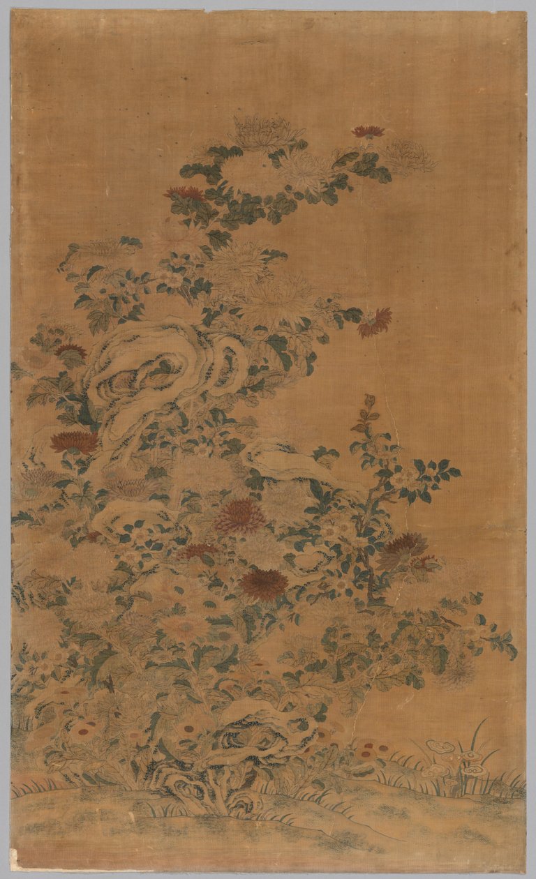 Ko Ssu Panel: Bergarter og krysantemum, 1700-1800-tallet. av Unbekannt