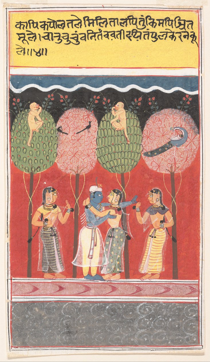 Krishna Revels with the Gopis ... fra en Dispersed Gita Govinda Song of the Cowherds, c1630-40. av Unbekannt
