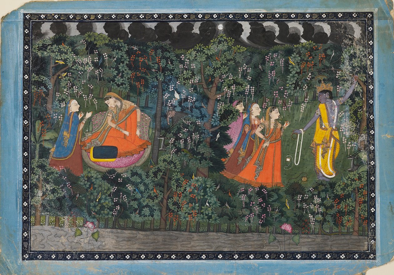 Krishna og Radha, c1850 av Unbekannt