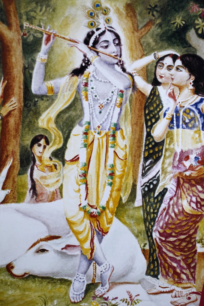 Krishna and the Gopi som avbildet på en Hare Krishna-kalender, Londres, Grande-Bretagne av Unbekannt